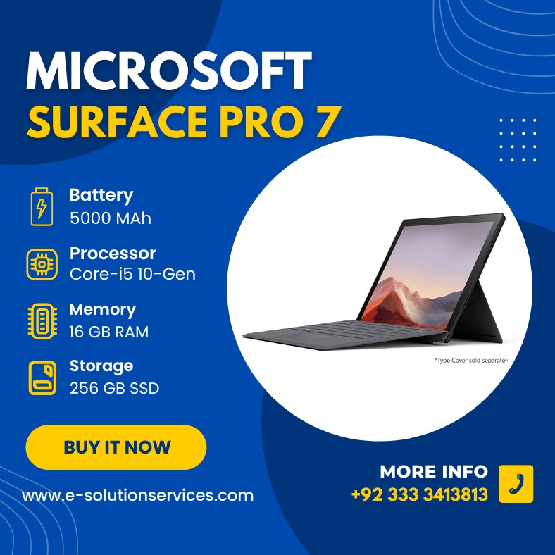 🔥 Microsoft Surface Pro 7 – Power meets portability!
Now available for just Rs. 100,000 💻💰
✨ Specs:
🔋 5000 mAh Battery
⚙️ Core i5 10th Gen
🧠 16 GB RAM
💾 256 GB SSD
Perfect for work, study & creativity on the go!
📞 DM us or call +92 333 3413813
🌐 www.e-solutionsservices.com
Type Cover sold separately
📦 Limited stock – order now!
#SurfacePro7 #MicrosoftSurface #LaptopSale #TechInPakistan #LaptopDeals #StudyBuddy #WorkAnywhere #EsolutionsServices #TechLife #hybridlaptop